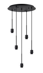 D0906BL  Carrie 45cm Satin Black 5 Light Round E27 Universal Pendant (FRAME ONLY), Suitable For A Vast Selection Of Shades